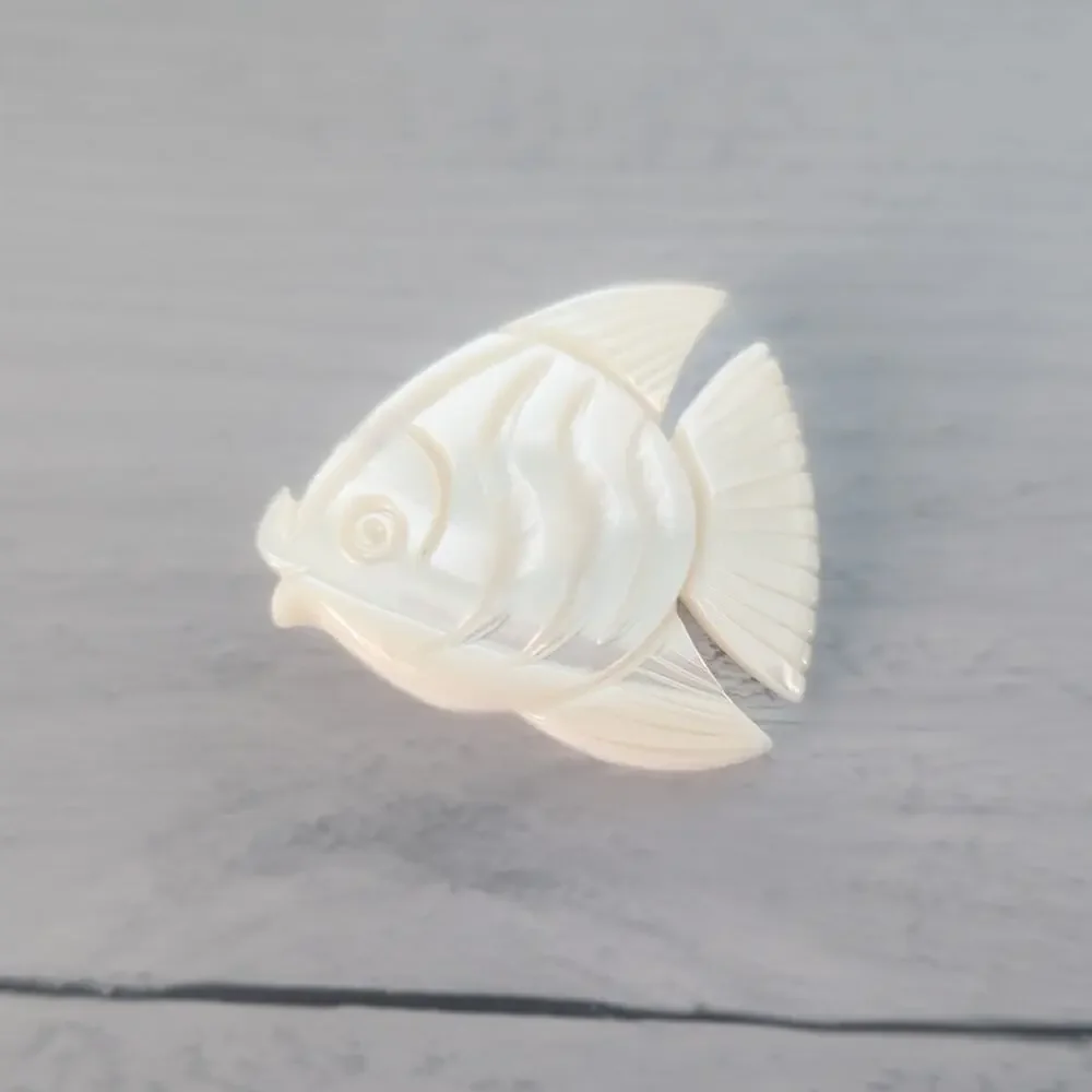 Vintage Brooch - Carved Mother of Pearl Fish Brooch